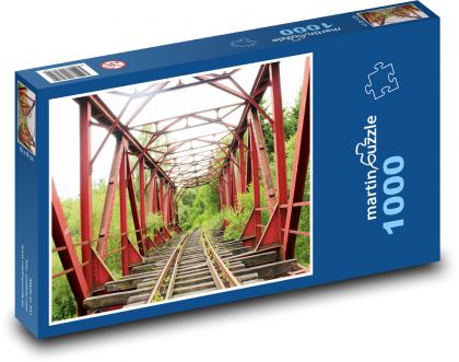 Železničná - železný most, železnica - Puzzle 1000 dielikov, rozmer 60x46 cm