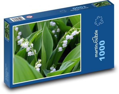 Biela ľalia údolia - jarné kvety, rastlina - Puzzle 1000 dielikov, rozmer 60x46 cm