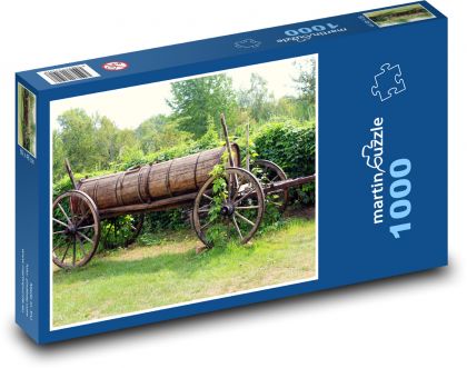 Historický vůz - zahrada, vesnice - Puzzle 1000 dílků, rozměr 60x46 cm