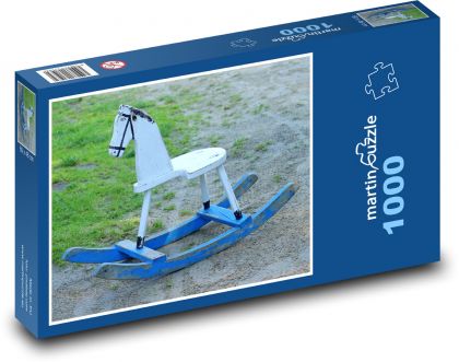 Houpací kůň - dřevěná hračka, zvíře - puzzle 1000 dílků