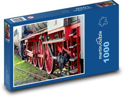 Parní lokomotiva - kola, vlak - Puzzle 1000 dílků, rozměr 60x46 cm