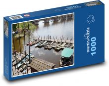 Port - łodzie,Wełtawa Puzzle 1000 elementów - 60x46 cm