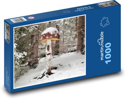 Pilze - Wald im Winter, Schnee - Puzzle - 1000 Teile