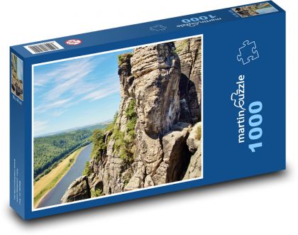 Pieskovcové skaly - Labe, Nemecko - Puzzle 1000 dielikov, rozmer 60x46 cm