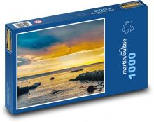 Západ slunce - moře, loď Puzzle 1000 - 60x46 cm