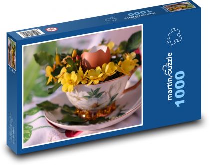 Veľkonočná výzdoba - vajce, kvetina - Puzzle 1000 dielikov, rozmer 60x46 cm