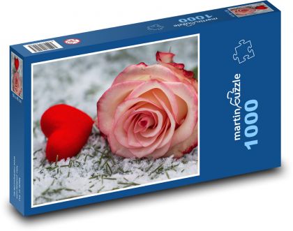 Srdce - růže,  milovat - Puzzle 1000 dílků, rozměr 60x46 cm