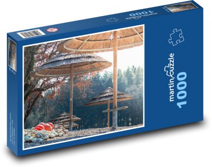 Slnečníky - pláž, leto - Puzzle 1000 dielikov, rozmer 60x46 cm