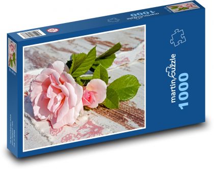 Růžové růže - romantika, milovat - Puzzle 1000 dílků, rozměr 60x46 cm