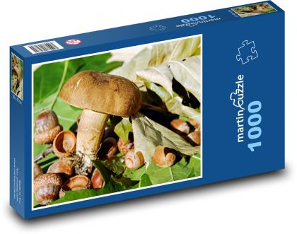 Huby - žalude, listy - Puzzle 1000 dielikov, rozmer 60x46 cm