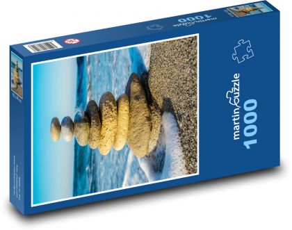 Piesočná pláž - skaly, relax - Puzzle 1000 dielikov, rozmer 60x46 cm