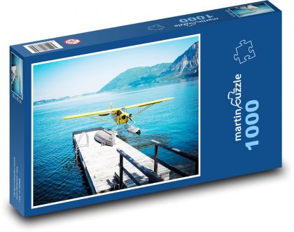 Hydroplán - jezero, hory - Puzzle 1000 dílků, rozměr 60x46 cm