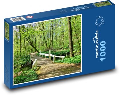 Wooden bridge - footbridge, forest - Puzzle 1000 pieces, size 60x46 cm 