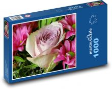 Fialové květy - růže, květina Puzzle 1000 - 60x46 cm