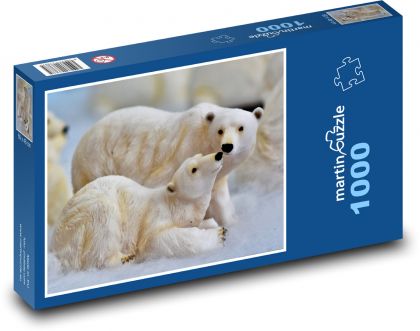 Vánoční dekorace - lední medvědi, vánoce - Puzzle 1000 dílků, rozměr 60x46 cm