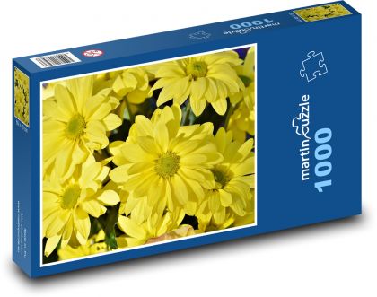 Chryzantéma - žluté květy, rostlina  - Puzzle 1000 dílků, rozměr 60x46 cm