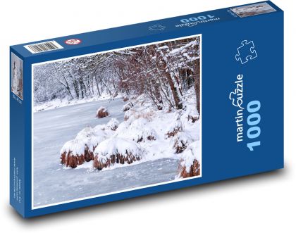 Zamrznutý rybník - breh rieky, jazero - Puzzle 1000 dielikov, rozmer 60x46 cm