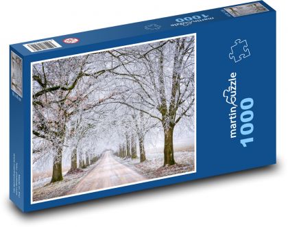 Straßen - gefrorene Bäume, Schnee - Puzzle - 1000 Teile