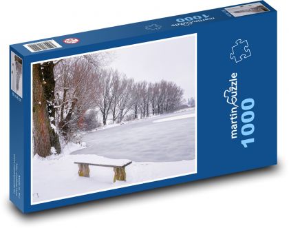 Winter landscape - frozen pond, winter - Puzzle 1000 pieces, size 60x46 cm 