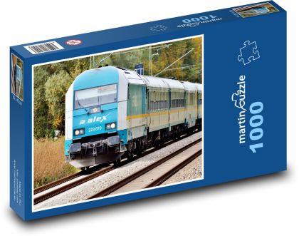 Lokomotiva - železnice, vlak - Puzzle 1000 dílků, rozměr 60x46 cm