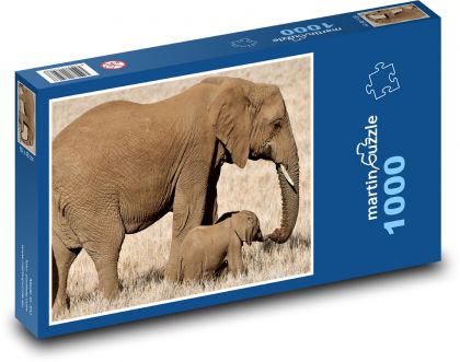Africké savany slony - mláďa, Afrika - Puzzle 1000 dielikov, rozmer 60x46 cm