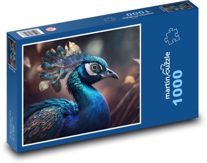 Páv - farebný vták, zviera - Puzzle 1000 dielikov, rozmer 60x46 cm