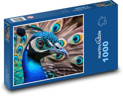 Farebný páv - vták, zviera - Puzzle 1000 dielikov, rozmer 60x46 cm