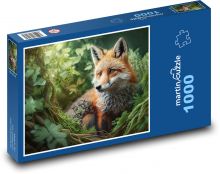 Liška - lesné zviera, mláďa Puzzle 1000 dielikov - 60 x 46 cm 