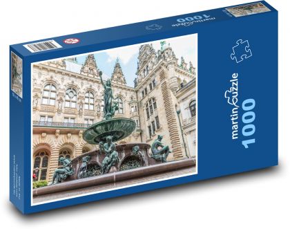 Hamburg - Ratusz, Fontanna - Puzzle 1000 elementów, rozmiar 60x46 cm