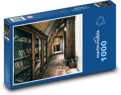 Knihovna - chodba, dům - Puzzle 1000 dílků, rozměr 60x46 cm