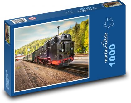 Parná lokomotíva - vlak, železnica - Puzzle 1000 dielikov, rozmer 60x46 cm