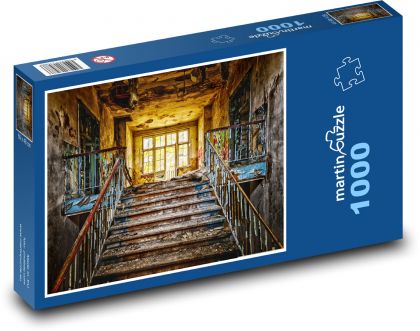 Opuštěné schody - dům, stavba - Puzzle 1000 dílků, rozměr 60x46 cm