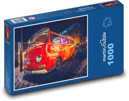 Retro autobus - VW auto, starožitné auto - Puzzle 1000 dílků, rozměr 60x46 cm