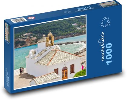 Řecko - Skopelos, kostel - Puzzle 1000 dílků, rozměr 60x46 cm