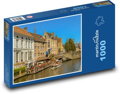 Belgie - kanál, řeka - Puzzle 1000 dílků, rozměr 60x46 cm