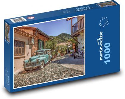 Retro auto - starožitný, ulice - Puzzle 1000 dílků, rozměr 60x46 cm