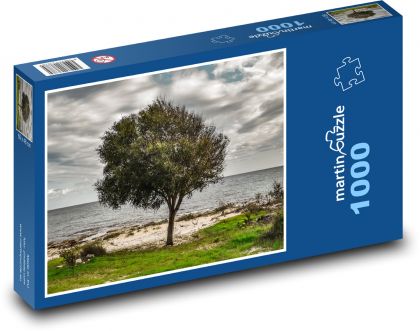 Drzewo nad morzem - plaża, niebo - Puzzle 1000 elementów, rozmiar 60x46 cm