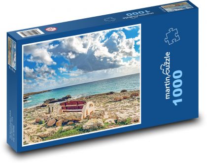 Meerblick - Küste, Bänke - Puzzle - 1000 Teile