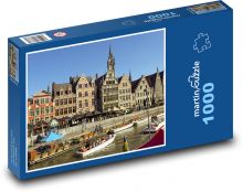Gent - Belgie, kanál Puzzle 1000 dílků - 60 x 46 cm