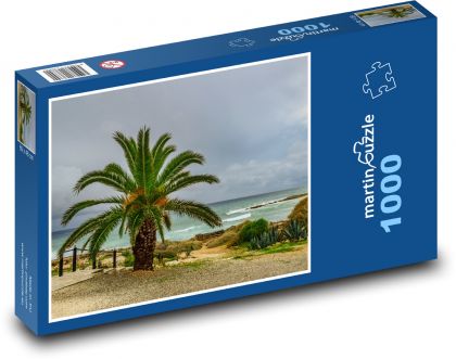 Palma na pobřeží - mraky, nebe - Puzzle 1000 dílků, rozměr 60x46 cm