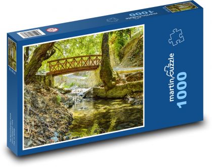 Wooden bridge - river, stream - Puzzle 1000 pieces, size 60x46 cm 