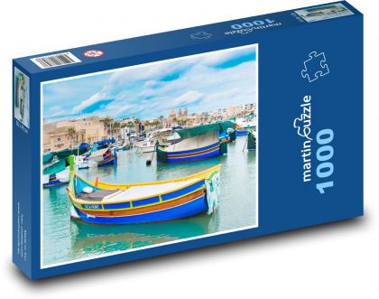 Rybárska dedina - Malta, lode - Puzzle 1000 dielikov, rozmer 60x46 cm