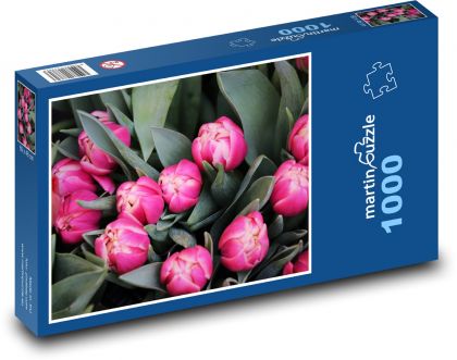 Pink tulips- flowers, bouquets - Puzzle 1000 pieces, size 60x46 cm 