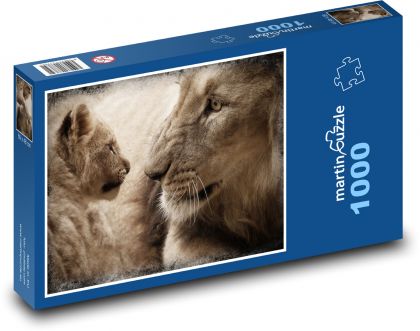 Lion - lion, cub - Puzzle 1000 pieces, size 60x46 cm 