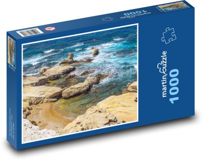 Pláž - skalnaté pobřeží, moře - Puzzle 1000 dílků, rozměr 60x46 cm