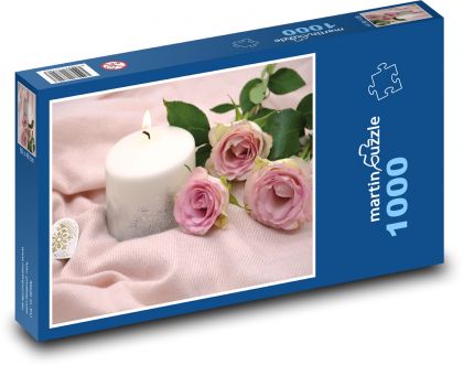 Kerzenlicht - Rose, Herz - Puzzle - 1000 Teile