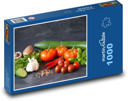 Vegetables - cucumber, tomatoes - Puzzle 1000 pieces, size 60x46 cm 
