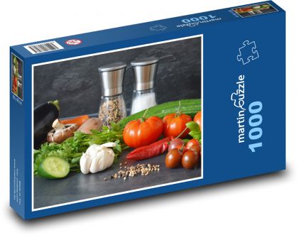 Zelenina - příprava jídla, koření - Puzzle 1000 dílků, rozměr 60x46 cm