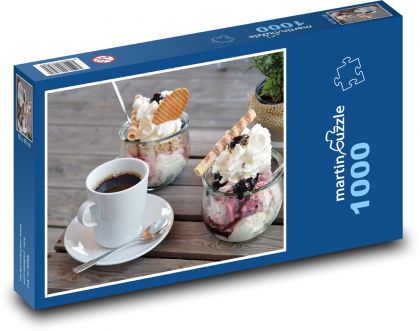 Zmrzlinový pohár - káva, dezert - Puzzle 1000 dílků, rozměr 60x46 cm