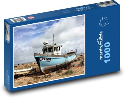 Rybářská loď - rybář, moře   - Puzzle 1000 dílků, rozměr 60x46 cm